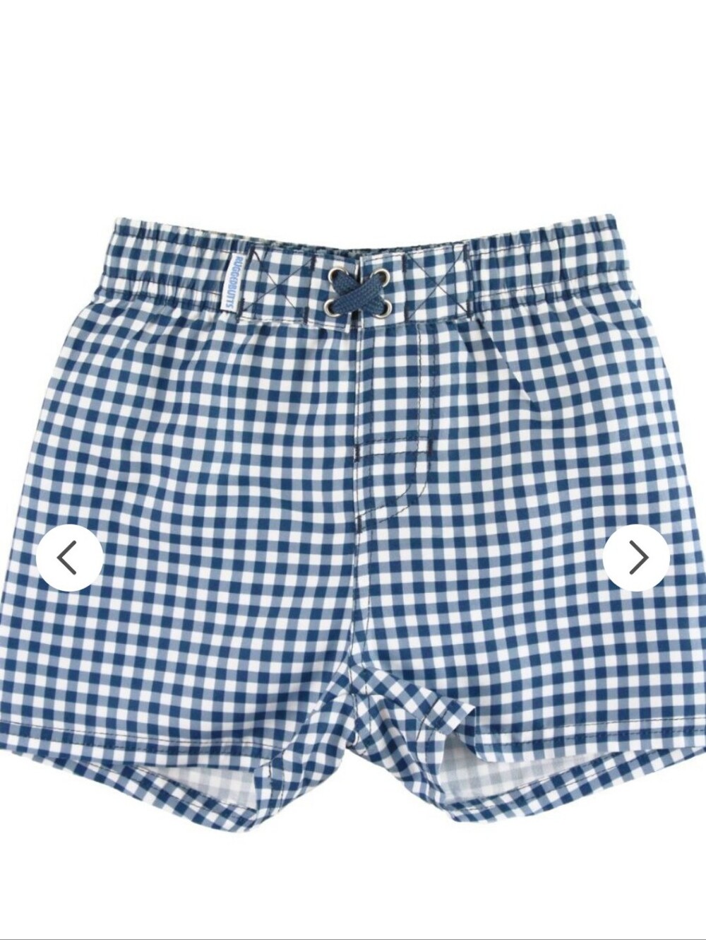 RuggedButts Toddler Boys UPF50+ Gingham Swim Trunks - Navy Gingham, 3T